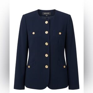 Kasper Navy Blazer with Gold Accents